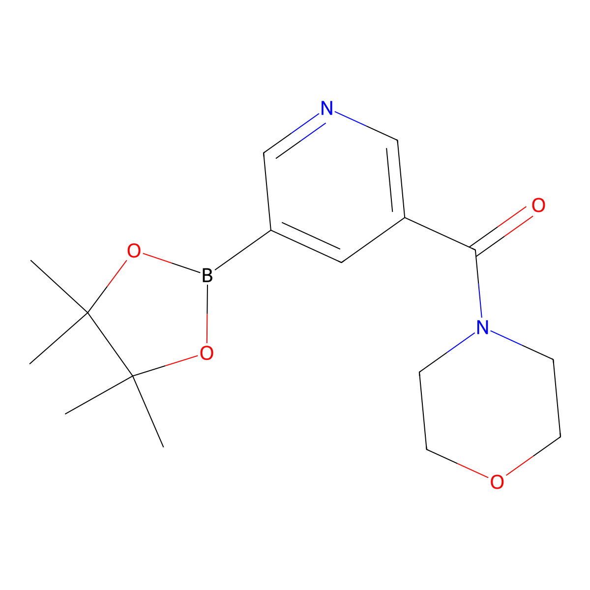 Morpholino(5-(4,4,5,5-tetramethyl-1,3,2-dioxaborolan-2-YL)pyridin-3-YL)methanone molecular structure, CAS 1073371-92-2