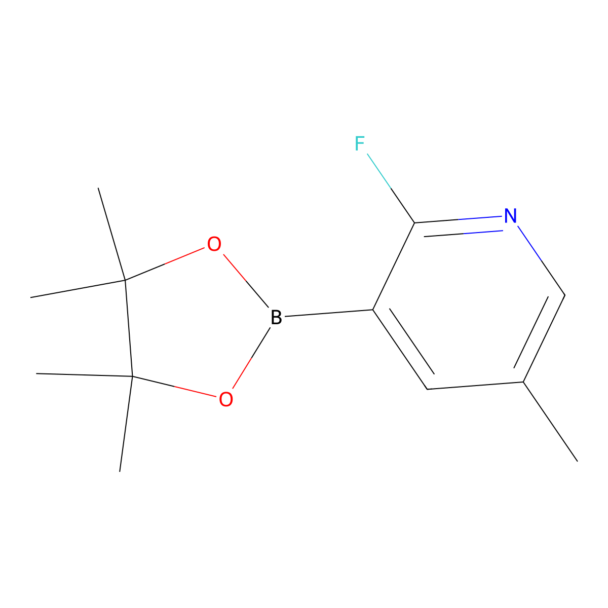 2-Fluoro-5-methyl-3-(4,4,5,5-tetramethyl-1,3,2-dioxaborolan-2-yl)pyridine molecular structure, CAS 1073371-96-6