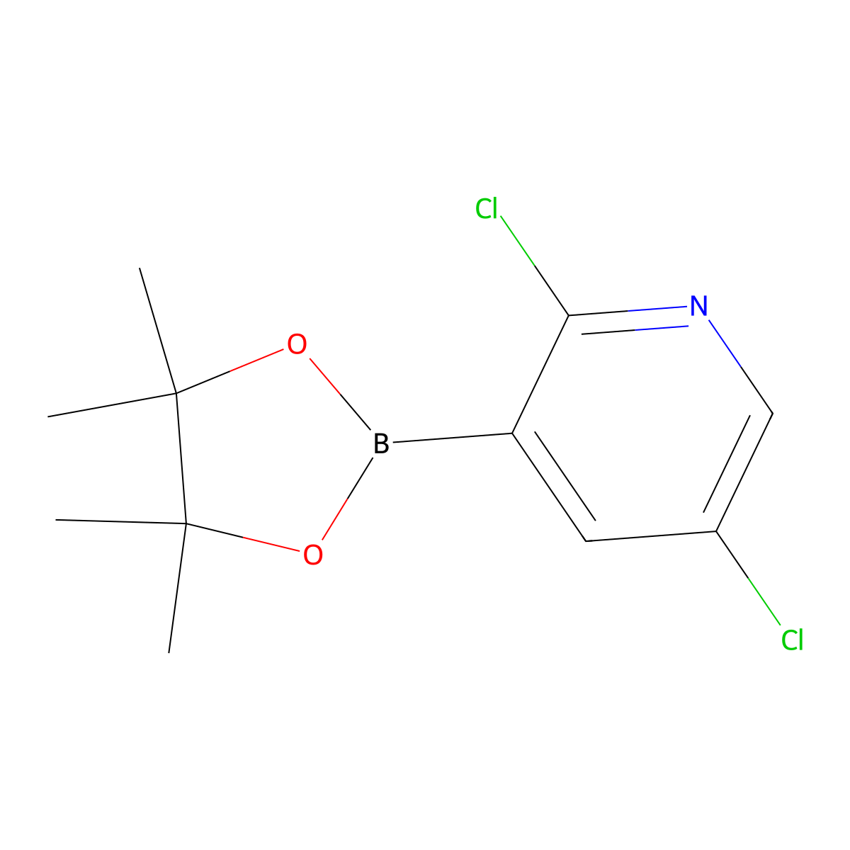 2,5-Dichloro-3-(4,4,5,5-tetramethyl-1,3,2-dioxaborolan-2-yl)pyridine molecular structure, CAS 1073371-98-8