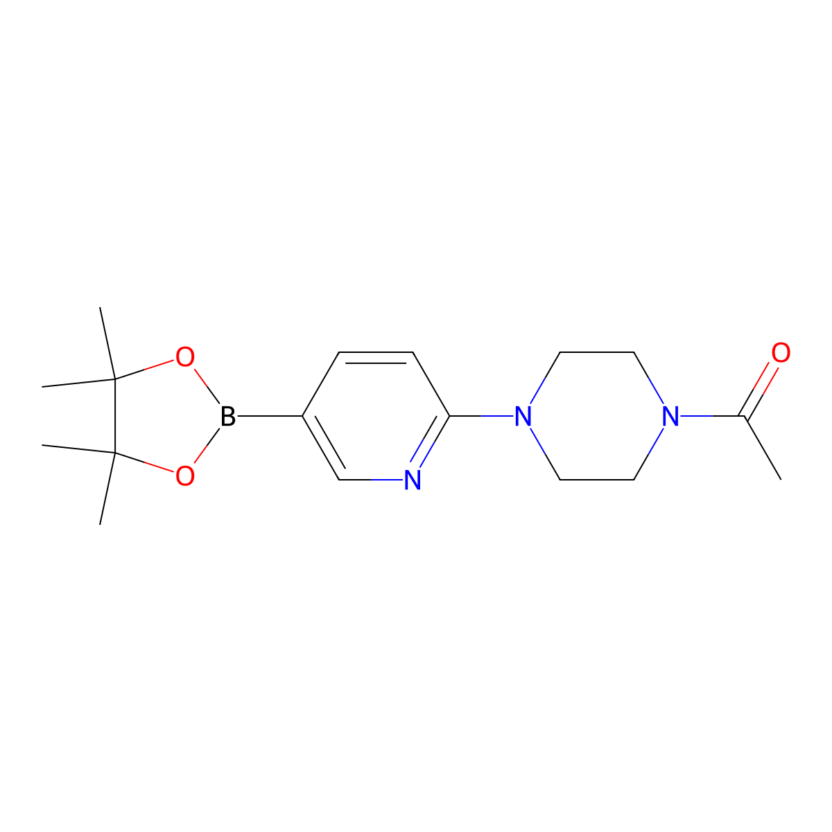 1-(4-(5-(4,4,5,5-Tetramethyl-1,3,2-dioxaborolan-2-yl)pyridin-2-yl)piperazin-1-yl)ethanone molecular structure, CAS 1073372-01-6