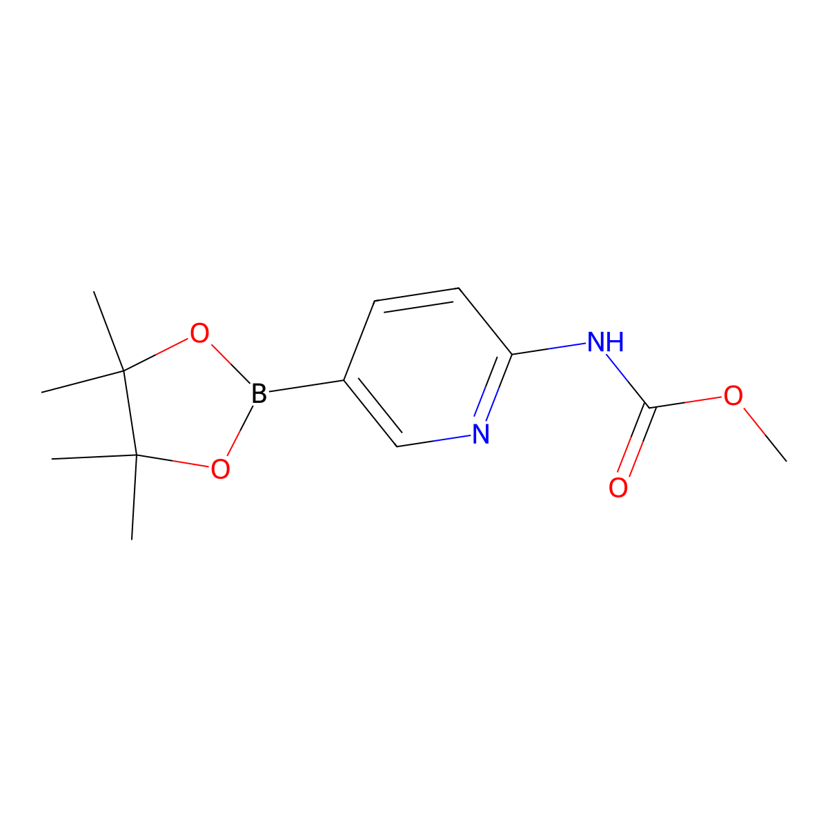 Methyl (5-(4,4,5,5-tetramethyl-1,3,2-dioxaborolan-2-yl)pyridin-2-yl)carbamate molecular structure, CAS 1073372-02-7