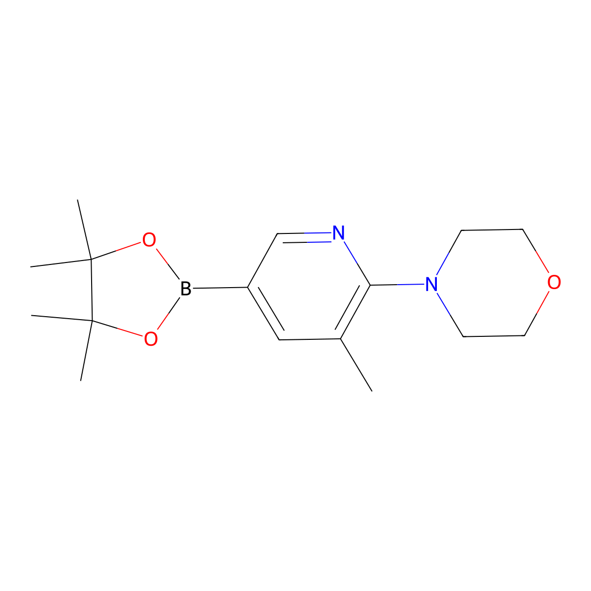 4-(3-Methyl-5-(4,4,5,5-tetramethyl-1,3,2-dioxaborolan-2-yl)pyridin-2-yl)morpholine molecular structure, CAS 1073372-03-8