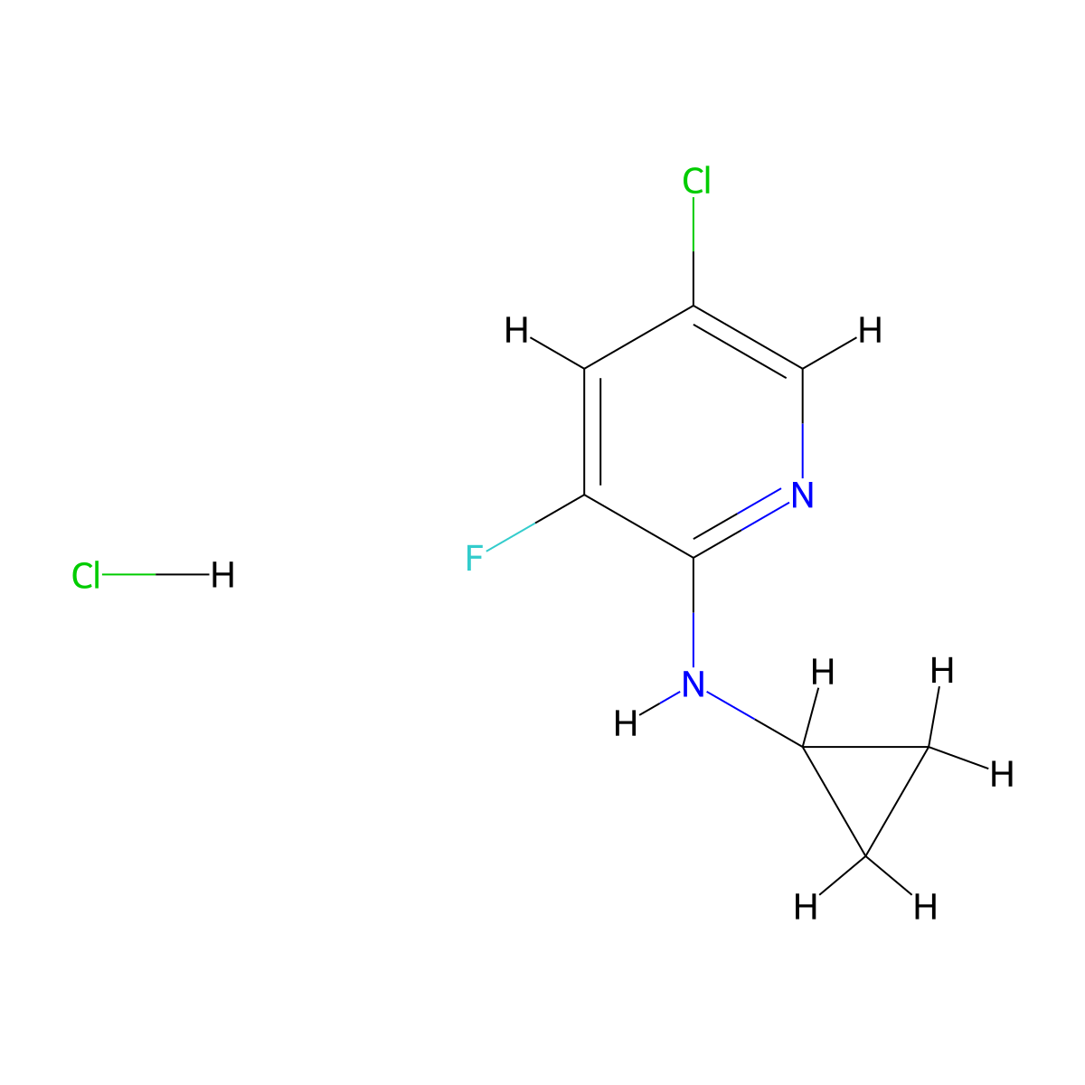 5-Chloro-N-cyclopropyl-3-fluoropyridin-2-amine hydrochloride molecular structure, CAS 1073372-09-4