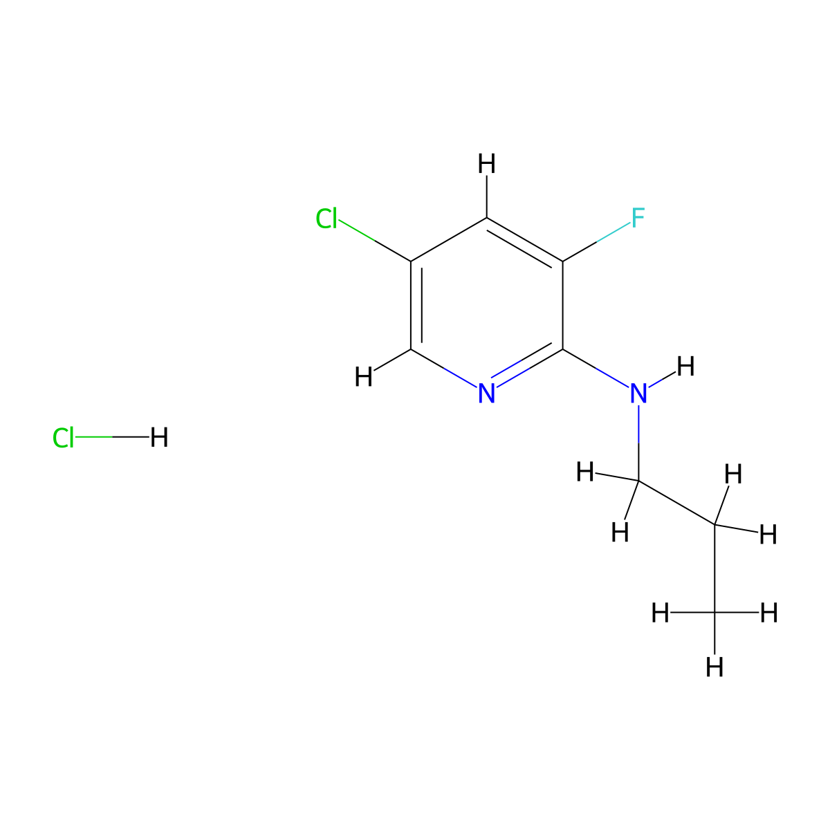 5-Chloro-3-fluoro-2-(N-propylamino)pyridine, HCl molecular structure, CAS 1073372-11-8