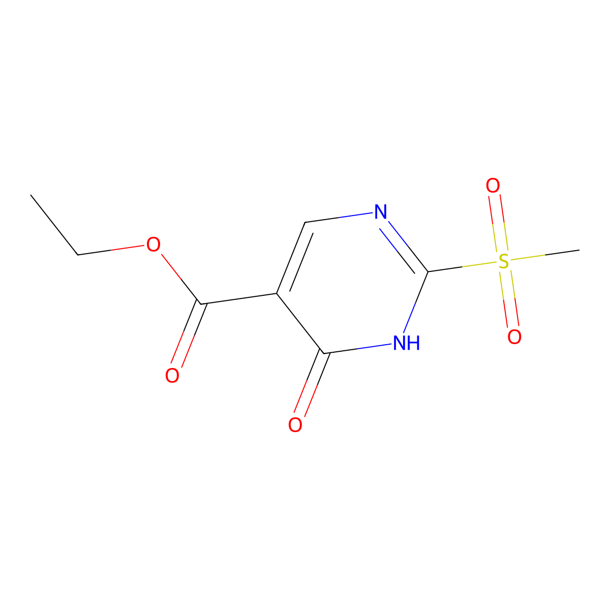 Ethyl 4-hydroxy-2-(methylsulfonyl)pyrimidine-5-carboxylate molecular structure, CAS 1073372-19-6