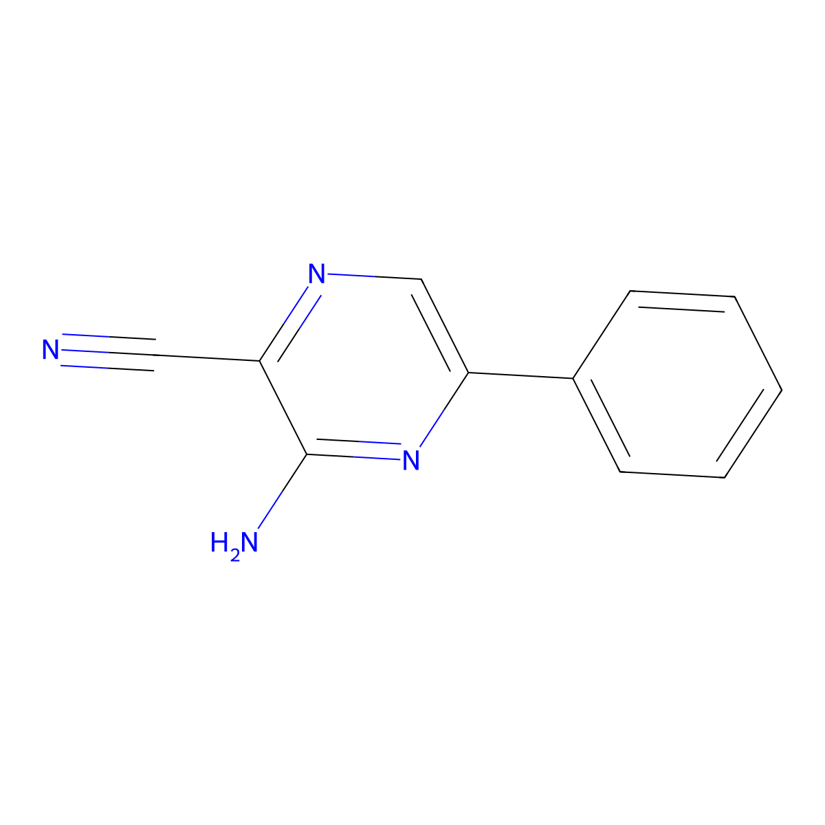 3-Amino-5-phenylpyrazine-2-carbonitrile molecular structure, CAS 107343-70-4