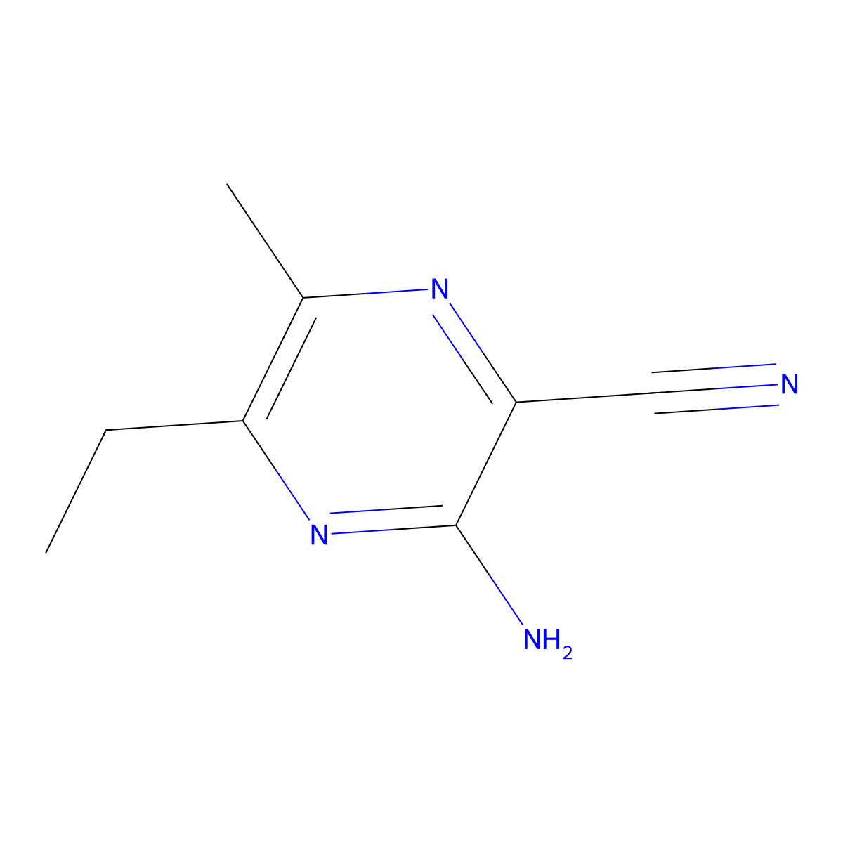 3-Amino-5-ethyl-6-methylpyrazine-2-carbonitrile molecular structure, CAS 107343-75-9