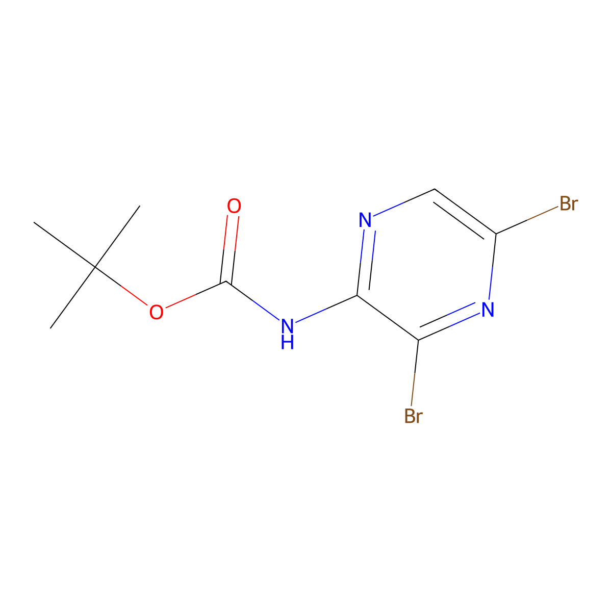 (3,5-Dibromo-pyrazin-2-yl)-carbamic acid tert-butyl ester molecular structure, CAS 1073435-85-4