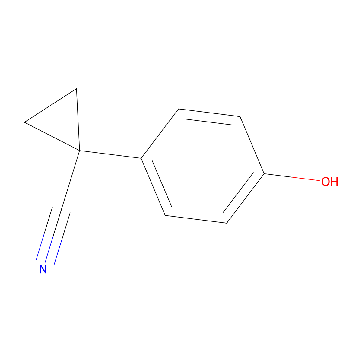 1-(4-Hydroxyphenyl)cyclopropane-1-carbonitrile molecular structure, CAS 1073477-06-1