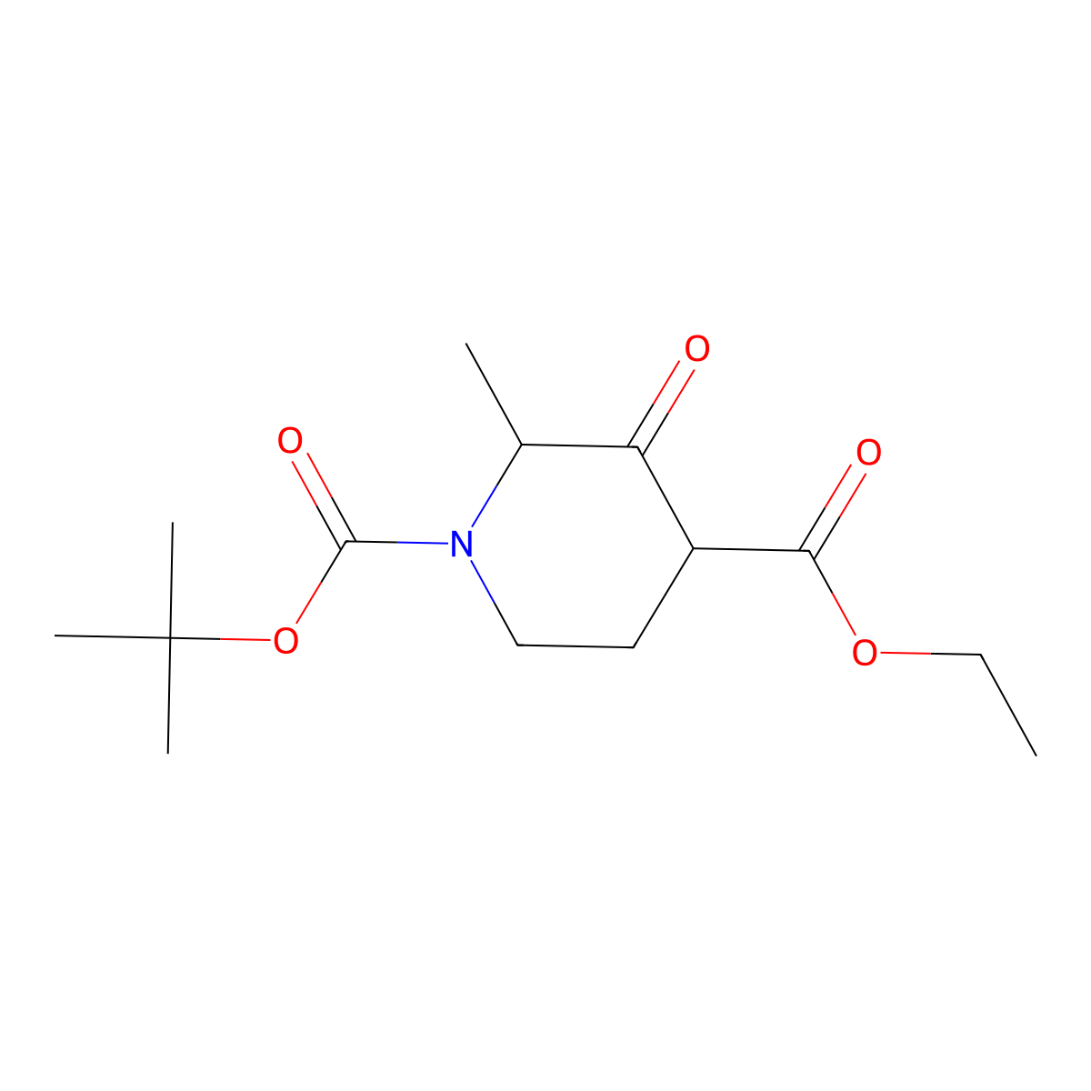 1-(Tert-butyl) 4-ethyl 2-methyl-3-oxopiperidine-1,4-dicarboxylate molecular structure, CAS 1073477-60-7