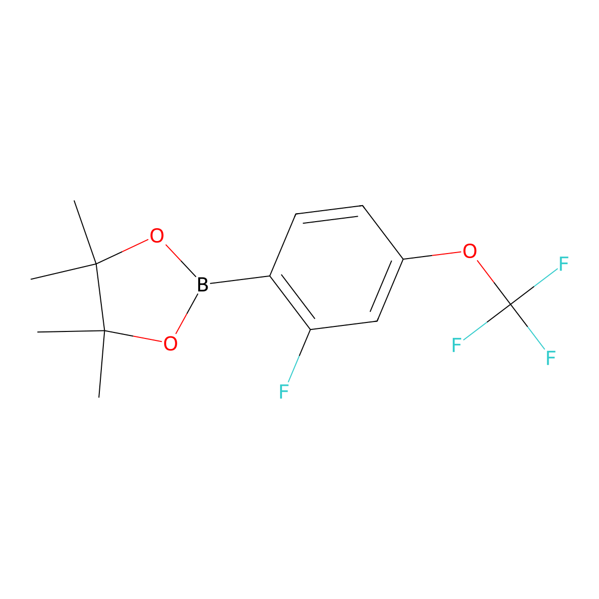 2-[2-Fluoro-4-(trifluoromethoxy)phenyl]-4,4,5,5-tetramethyl-1,3,2-dioxaborolane molecular structure, CAS 1073477-73-2