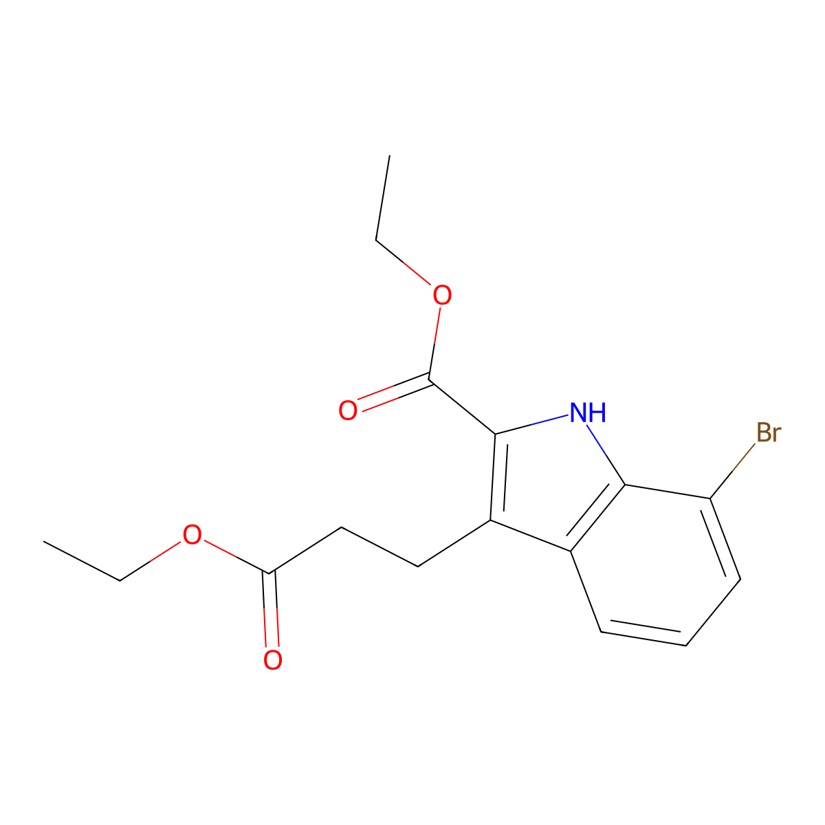 ethyl 7-bromo-3-(3-ethoxy-3-oxopropyl)-1H-indole-2-carboxylate molecular structure, CAS 1073493-75-0