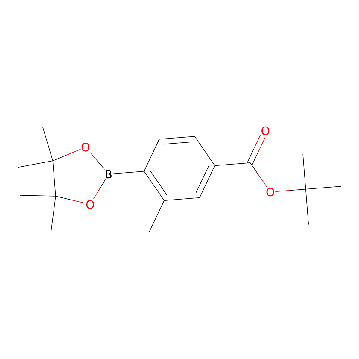 Tert-butyl 3-methyl-4-(4,4,5,5-tetramethyl-1,3,2-dioxaborolan-2-yl)benzoate molecular structure, CAS 1073493-92-1