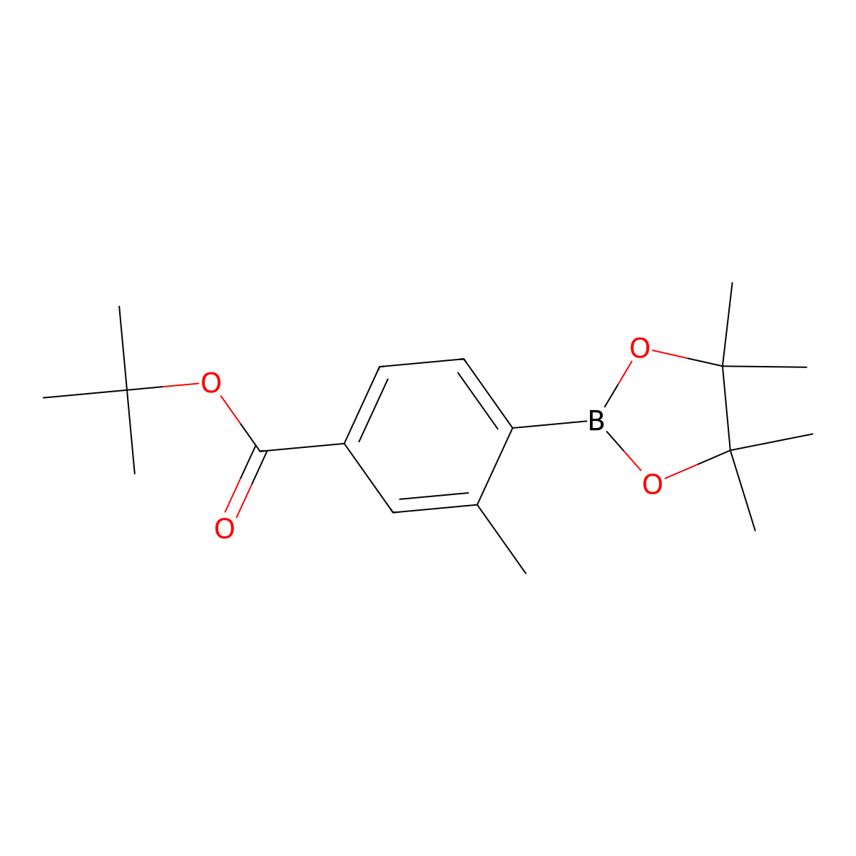 Tert-butyl 3-methyl-4-(4,4,5,5-tetramethyl-1,3,2-dioxaborolan-2-yl)benzoate molecular structure, CAS 1073493-92-1
