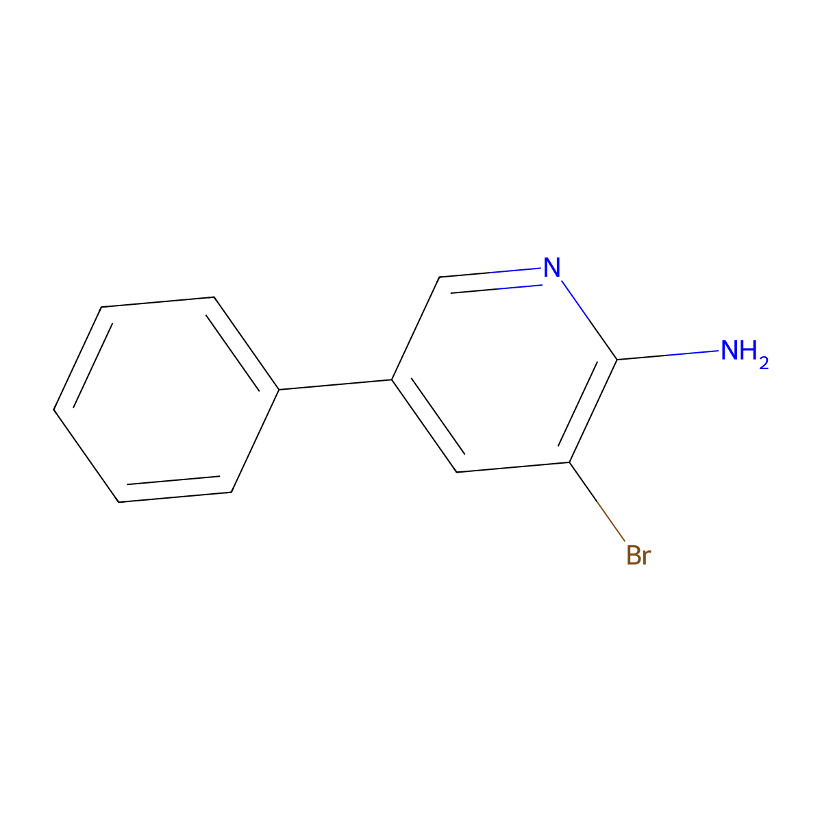 2-Amino-3-bromo-5-phenylpyridine molecular structure, CAS 107351-80-4