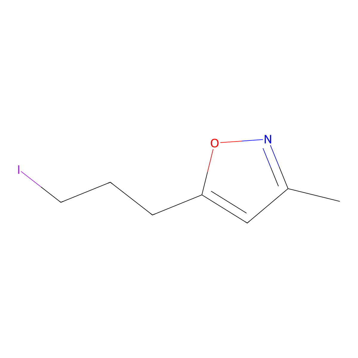 5-(3-Iodopropyl)-3-methyl-1,2-oxazole molecular structure, CAS 107355-77-1