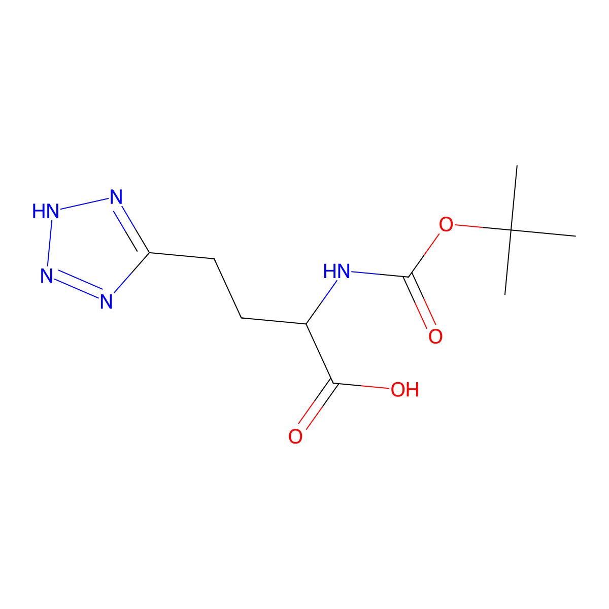 (2S)-2-{[(tert-butoxy)carbonyl]amino}-4-(1H-1,2,3,4-tetrazol-5-yl)butanoic acid molecular structure, CAS 1073554-82-1