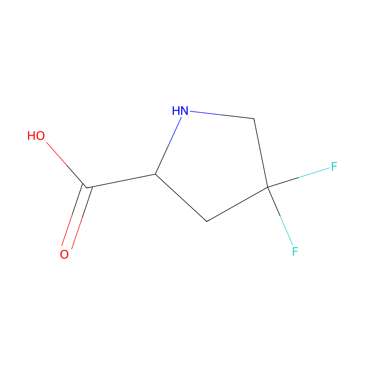 4,4-Difluoropyrrolidine-2-carboxylic acid molecular structure, CAS 1073555-68-6