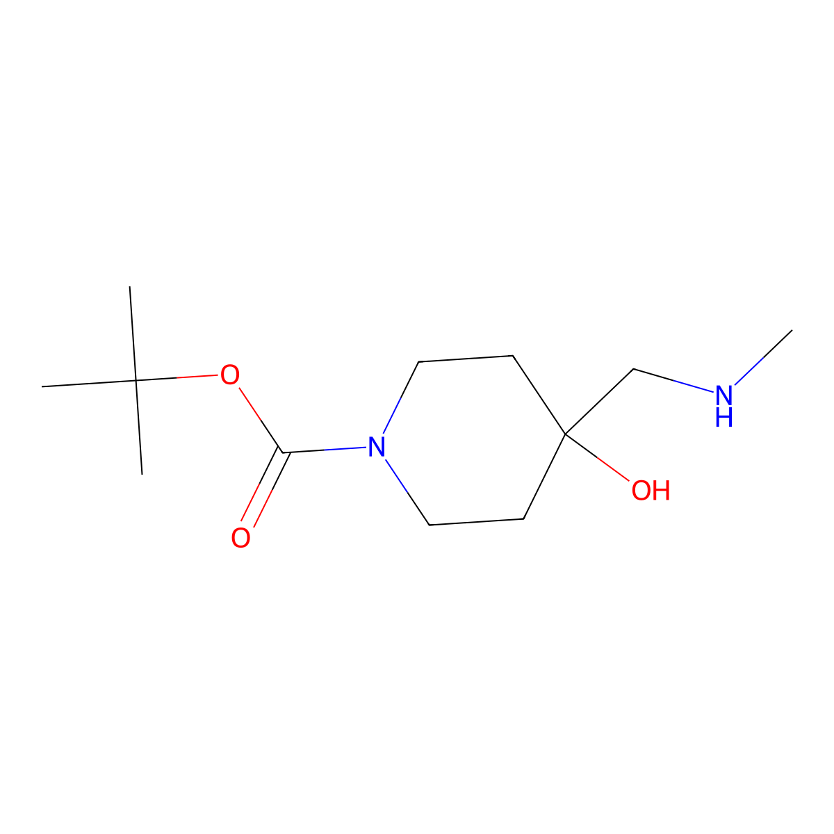 tert-Butyl 4-hydroxy-4-[(methylamino)methyl]piperidine-1-carboxylate molecular structure, CAS 1073559-55-3