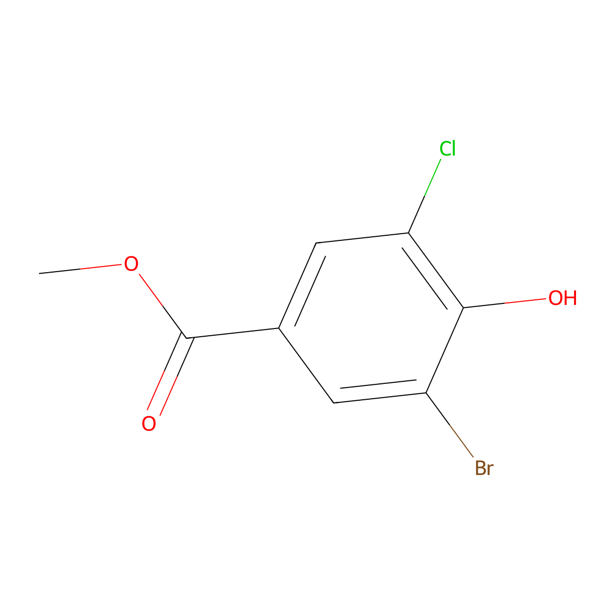 Methyl 3-bromo-5-chloro-4-hydroxybenzoate molecular structure, CAS 107356-01-4