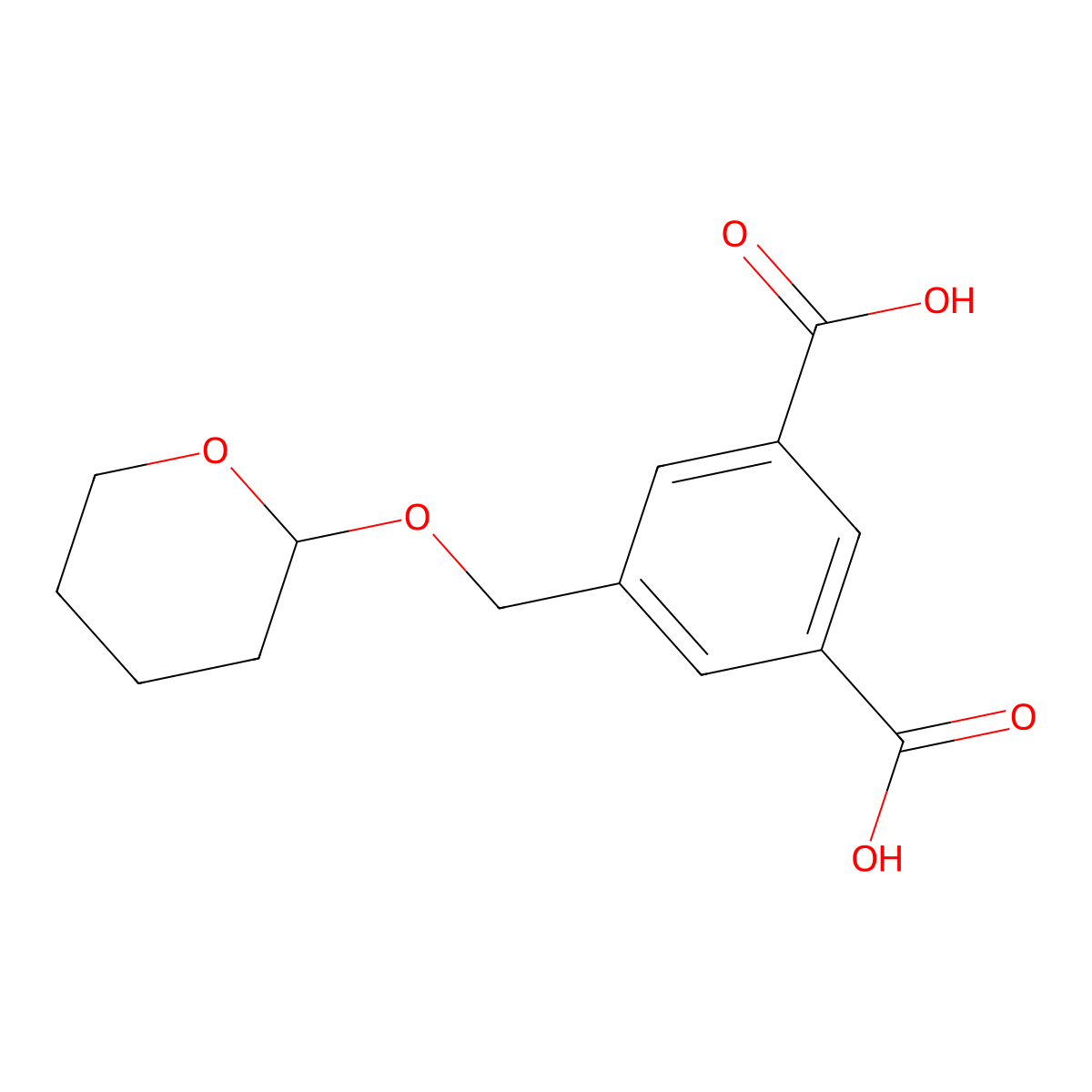 5-(((Tetrahydro-2H-pyran-2-yl)oxy)methyl)isophthalic acid molecular structure, CAS 1073561-04-2