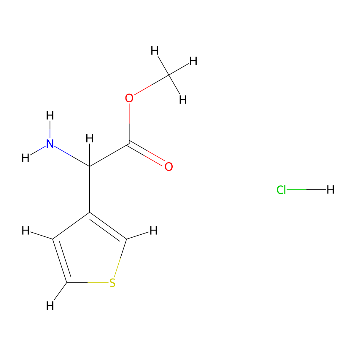 Methyl 2-amino-2-(thiophen-3-yl)acetate hydrochloride molecular structure, CAS 107357-02-8