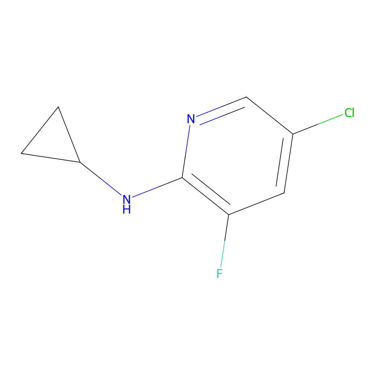 5-chloro-N-cyclopropyl-3-fluoropyridin-2-amine molecular structure, CAS 1073588-50-7