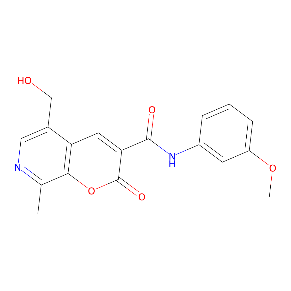 5-(hydroxymethyl)-N-(3-methoxyphenyl)-8-methyl-2-oxo-2H-pyrano[2,3-c]pyridine-3-carboxamide molecular structure, CAS 1073607-35-8