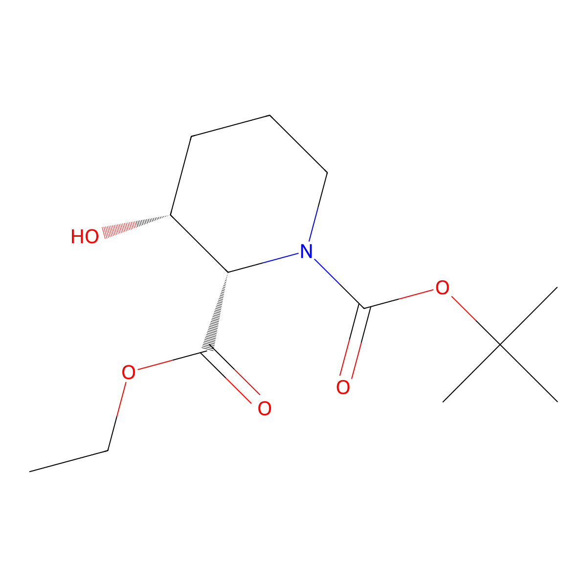 O1-Tert-butyl O2-ethyl (2S,3R)-3-hydroxypiperidine-1,2-dicarboxylate molecular structure, CAS 1073610-89-5