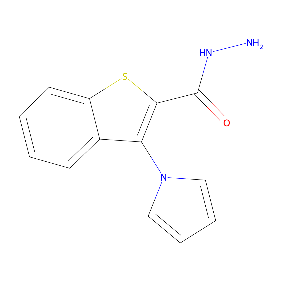 3-(1H-pyrrol-1-yl)-1-benzothiophene-2-carbohydrazide molecular structure, CAS 107363-01-9