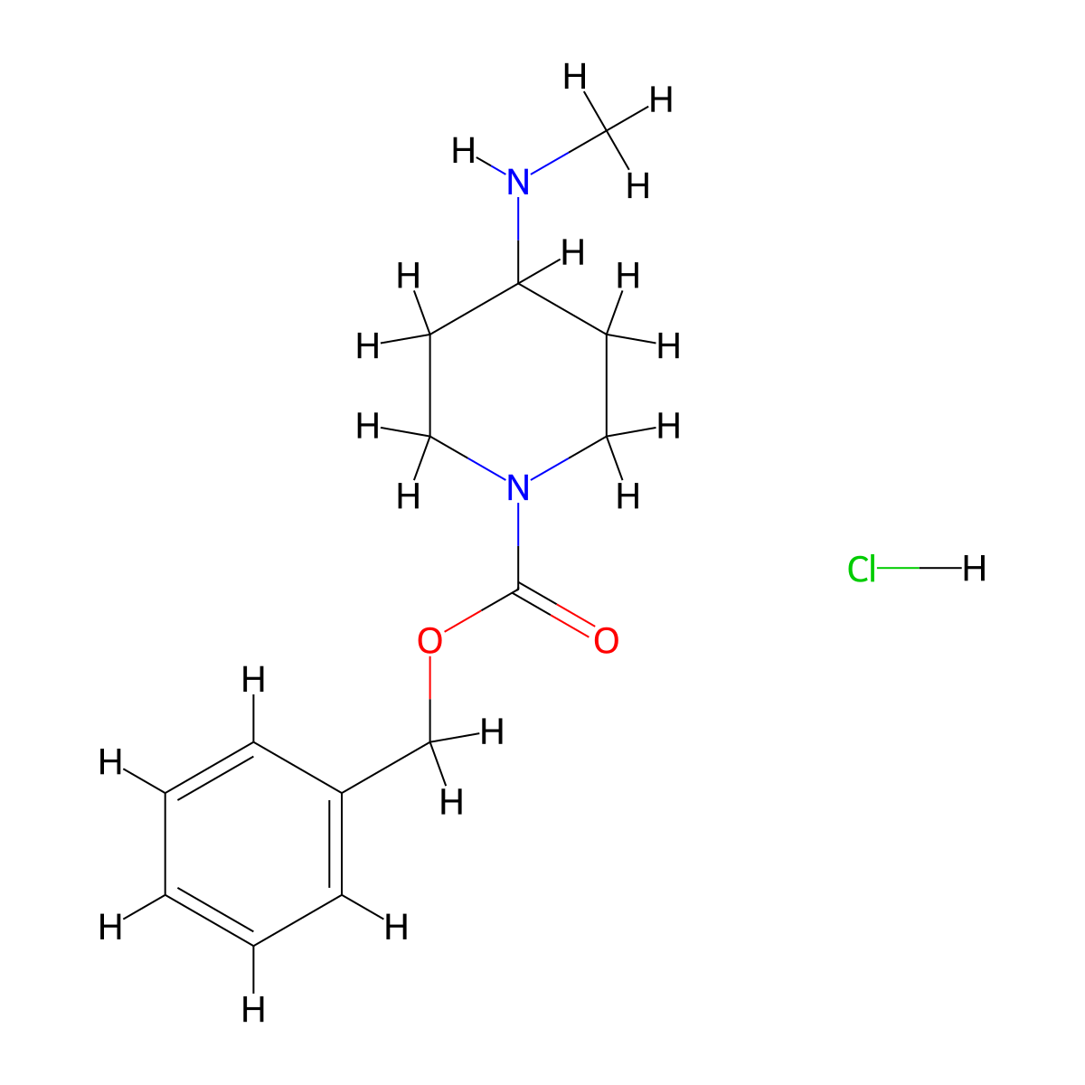 Benzyl 4-(methylamino)piperidine-1-carboxylate hydrochloride molecular structure, CAS 1073635-69-4