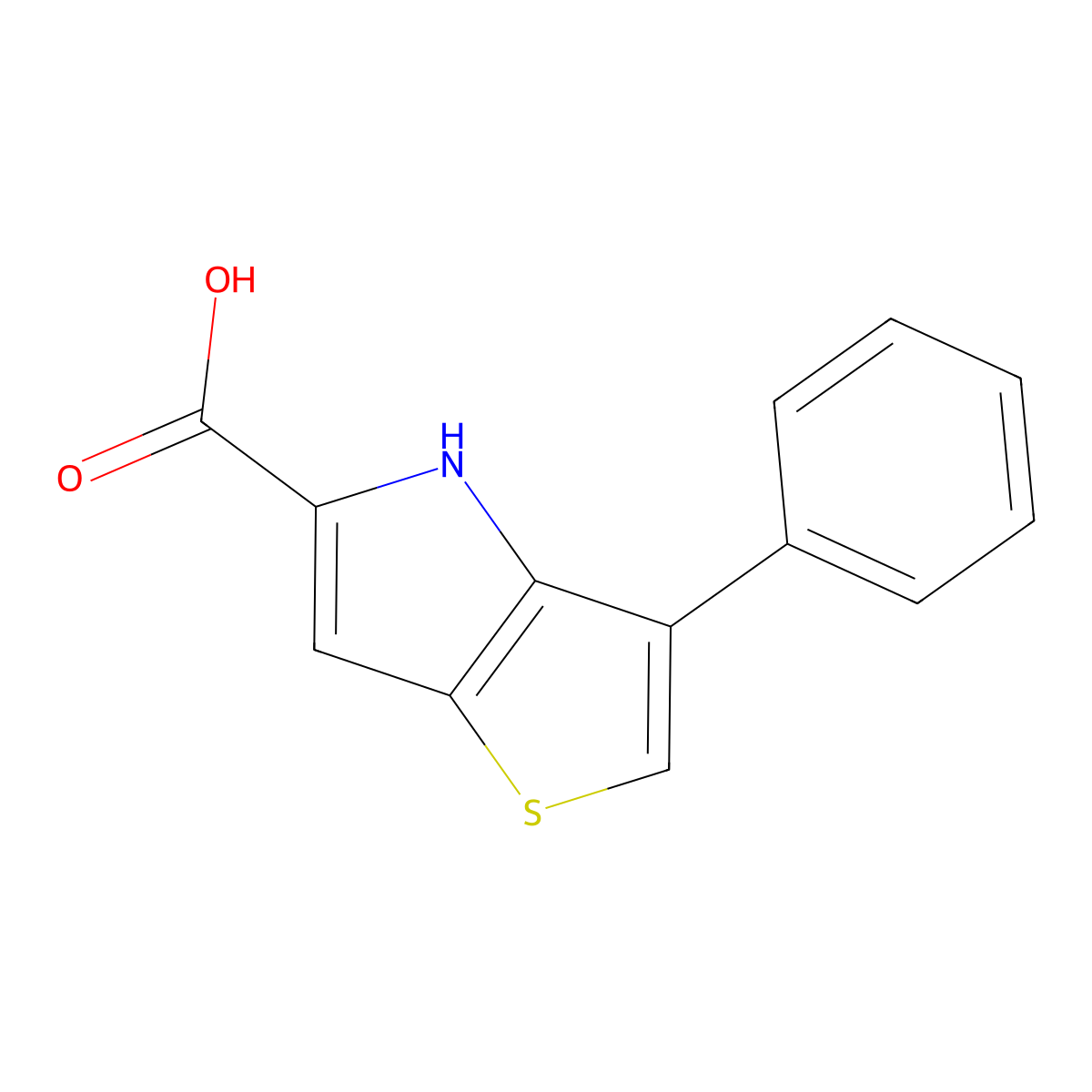 3-phenyl-4H-thieno[3,2-b]pyrrole-5-carboxylic acid molecular structure, CAS 107377-26-4