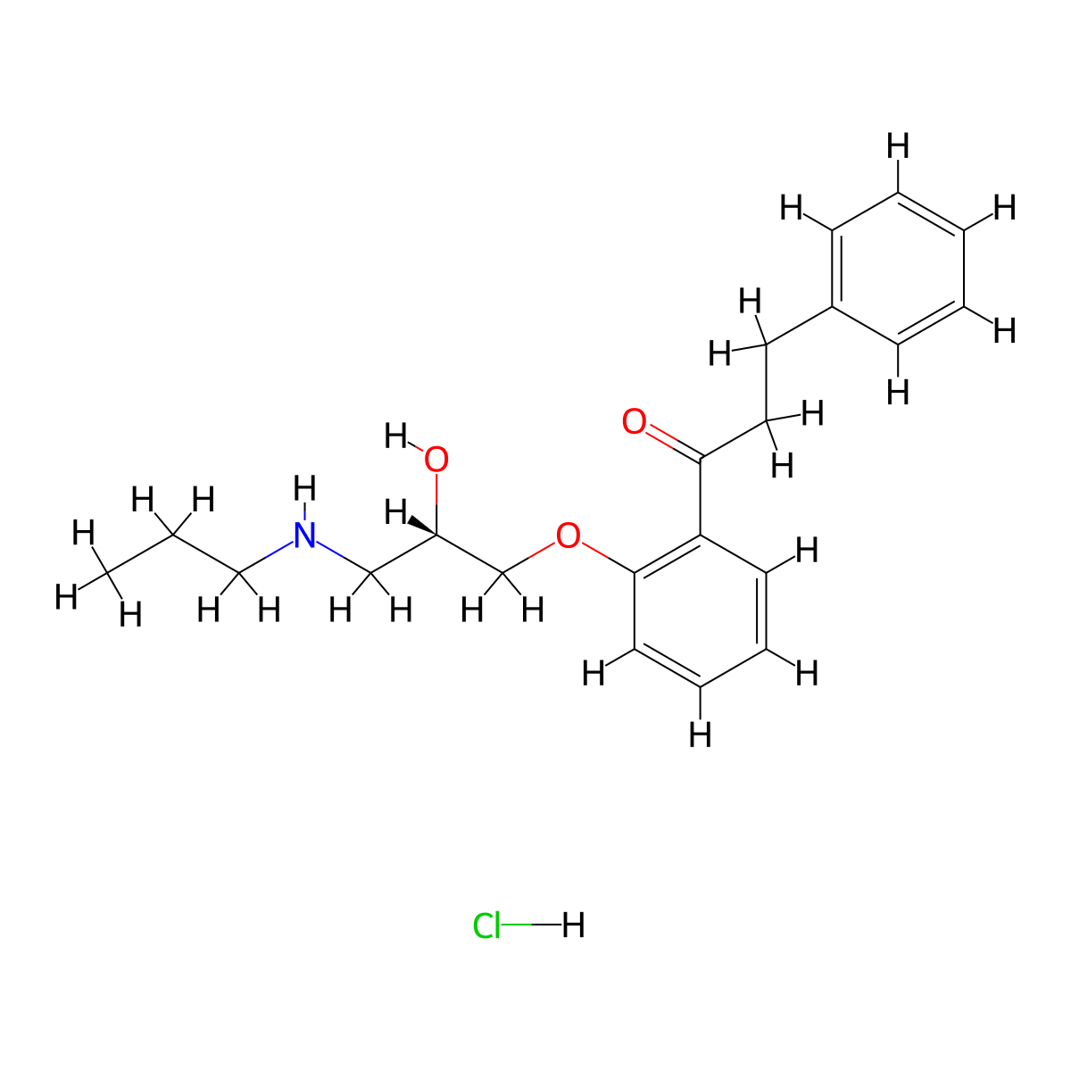 (S)-(-)-propafenone hydrochloride molecular structure, CAS 107381-36-2