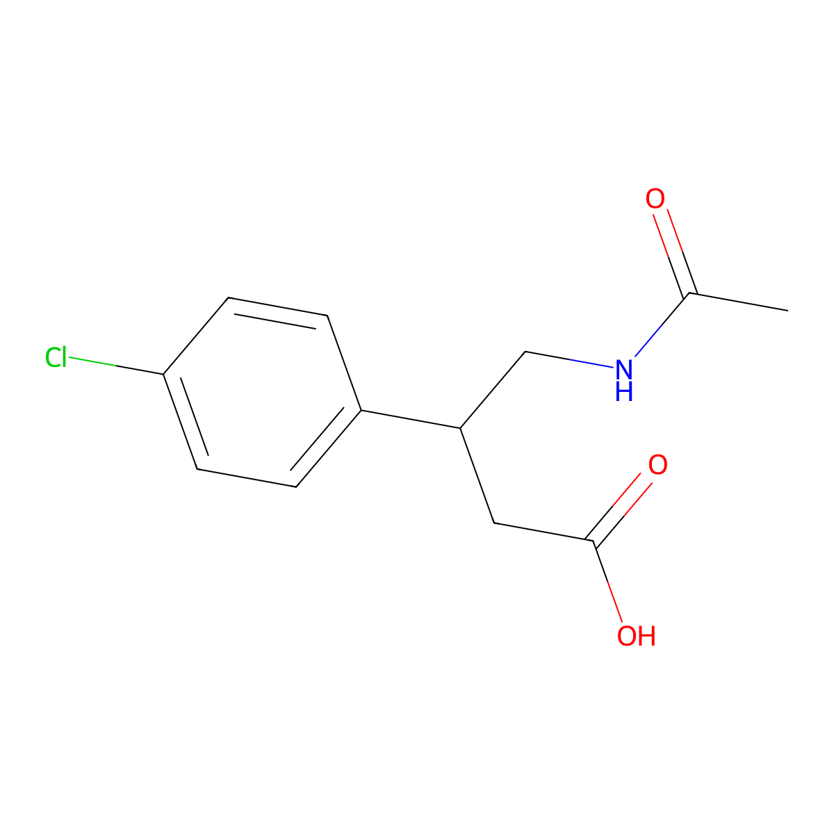 3-(4-Chlorophenyl)-4-acetamidobutanoic acid molecular structure, CAS 1073838-88-6