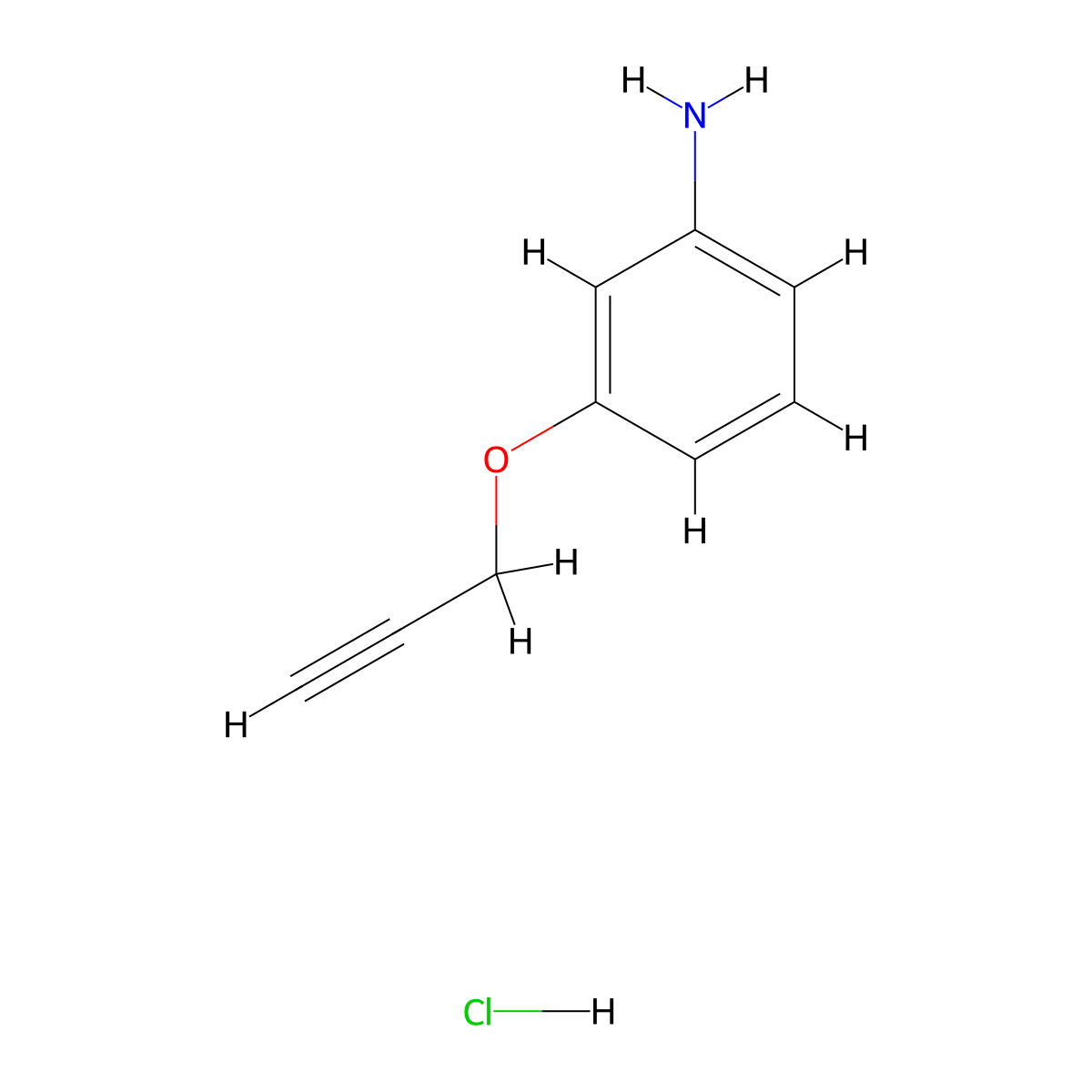 3-(Prop-2-yn-1-yloxy)aniline hydrochloride molecular structure, CAS 1073881-49-8