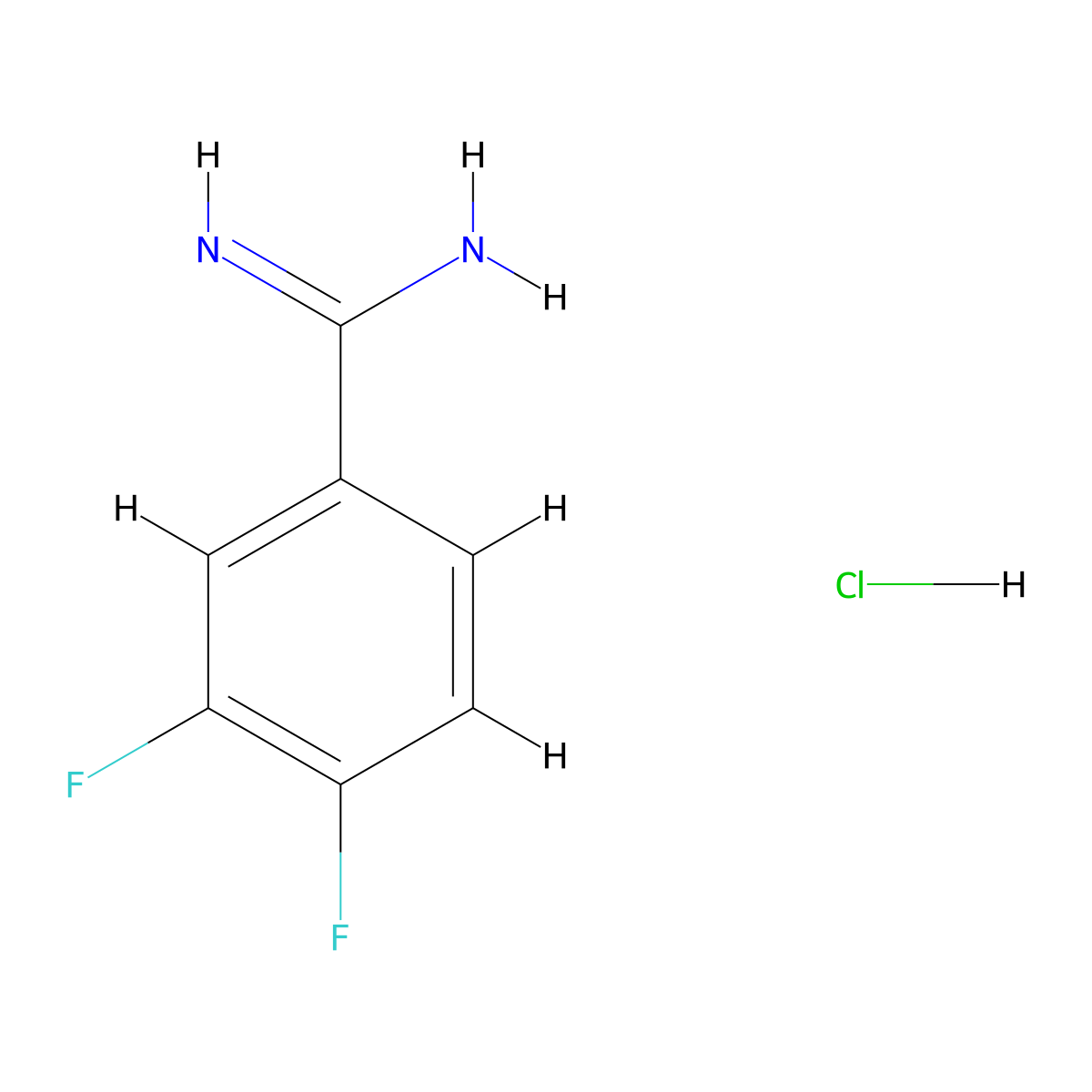 3,4-Difluorobenzene-1-carboximidamide--hydrogen chloride (1/1) molecular structure, CAS 107392-33-6