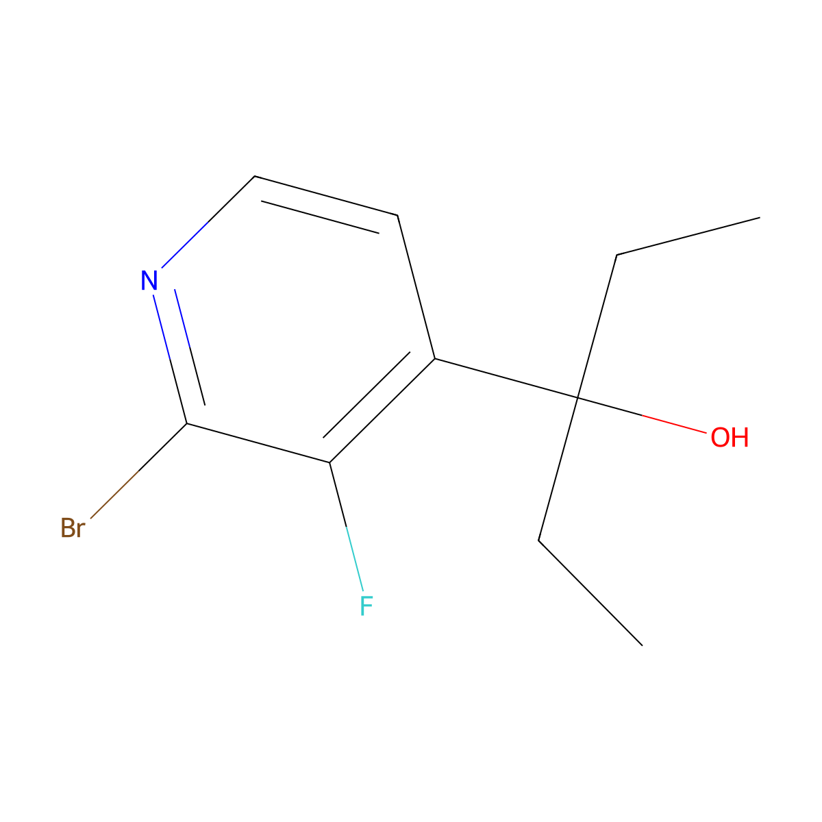 3-(2-Bromo-3-fluoropyridin-4-yl)pentan-3-ol molecular structure, CAS 107399-24-6