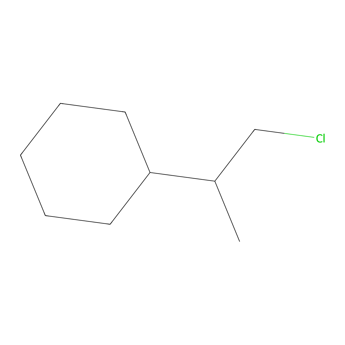(1-Chloropropan-2-yl)cyclohexane molecular structure, CAS 1074-10-8