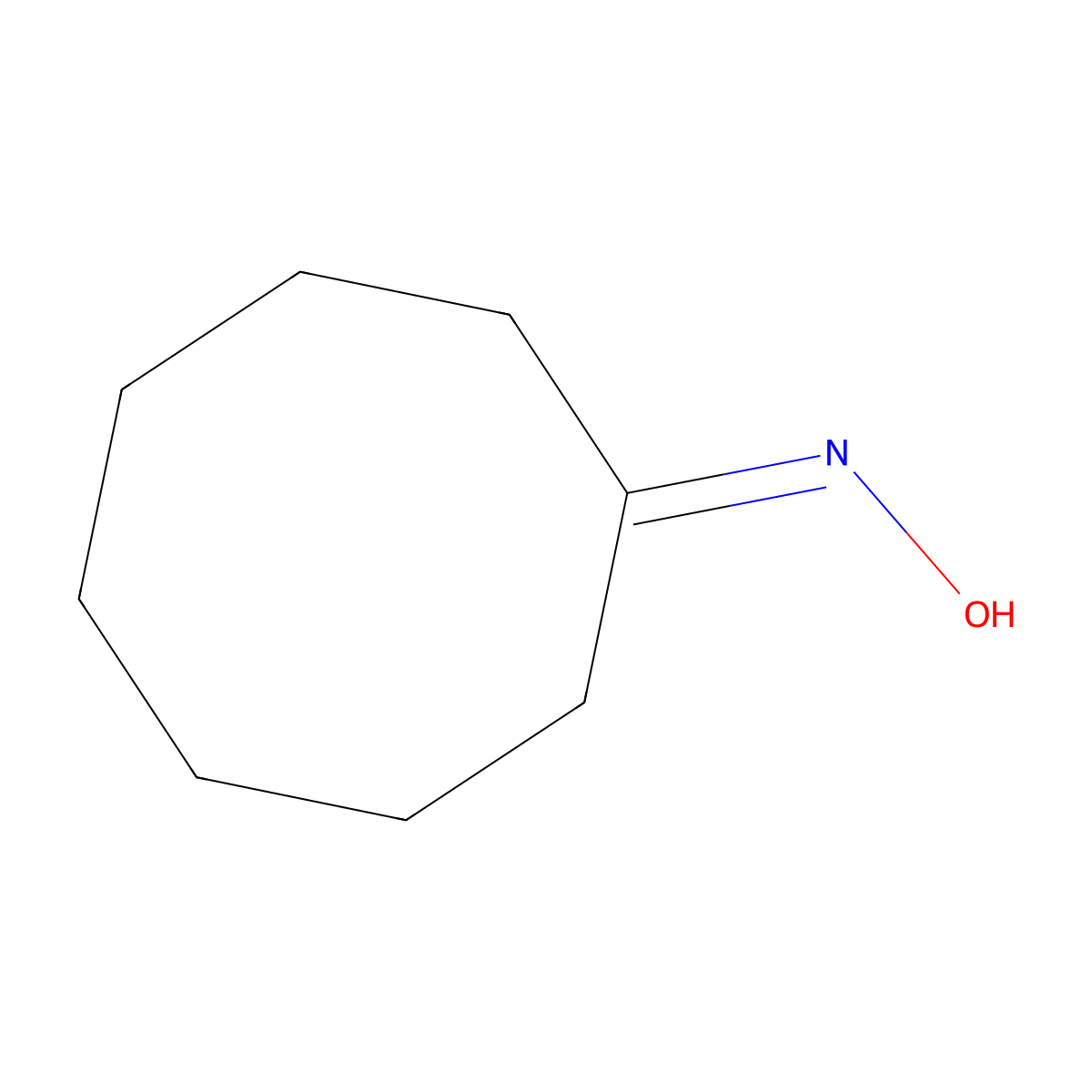 Cyclooctanone, oxime molecular structure, CAS 1074-51-7