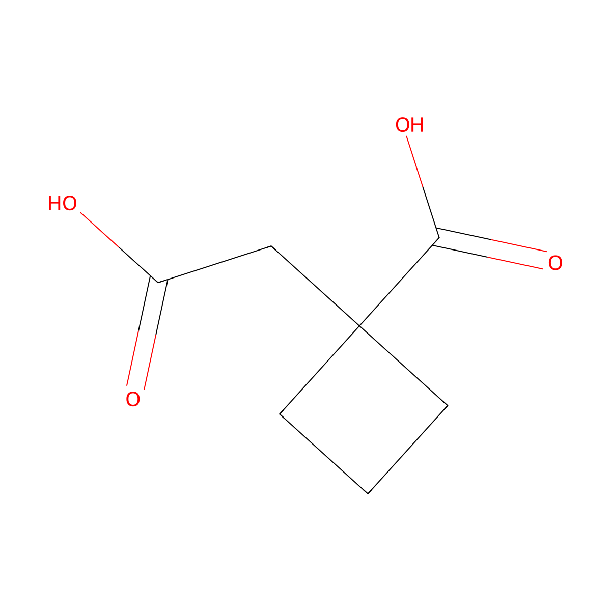 1-(Carboxymethyl)cyclobutane-1-carboxylic acid molecular structure, CAS 1074-73-3
