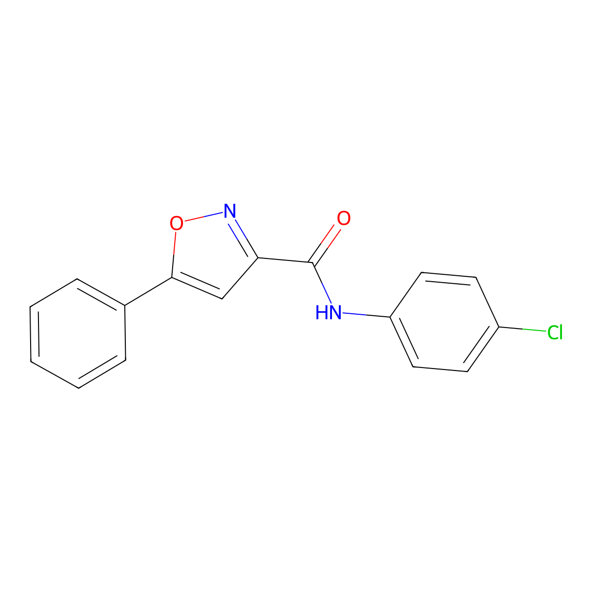 N-(4-chlorophenyl)-5-phenyl-1,2-oxazole-3-carboxamide molecular structure, CAS 107402-55-1