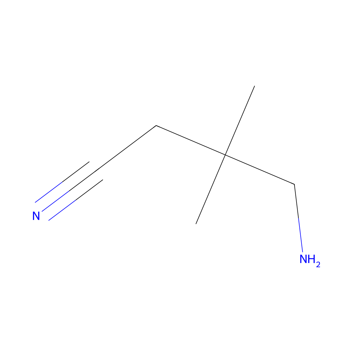 4-Amino-3,3-dimethylbutanenitrile molecular structure, CAS 1074021-90-1