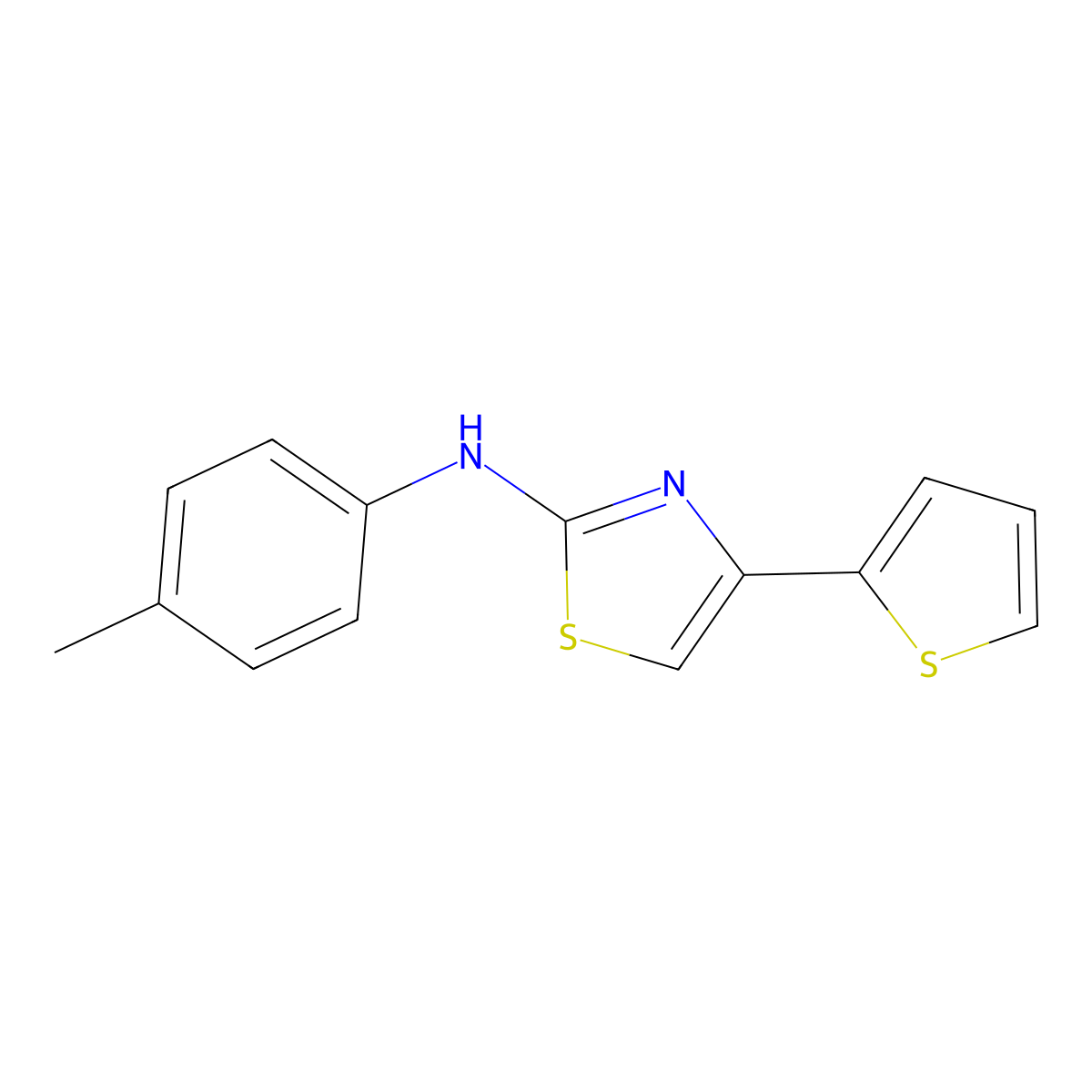 N-(4-methylphenyl)-4-thiophen-2-yl-1,3-thiazol-2-amine molecular structure, CAS 107411-07-4