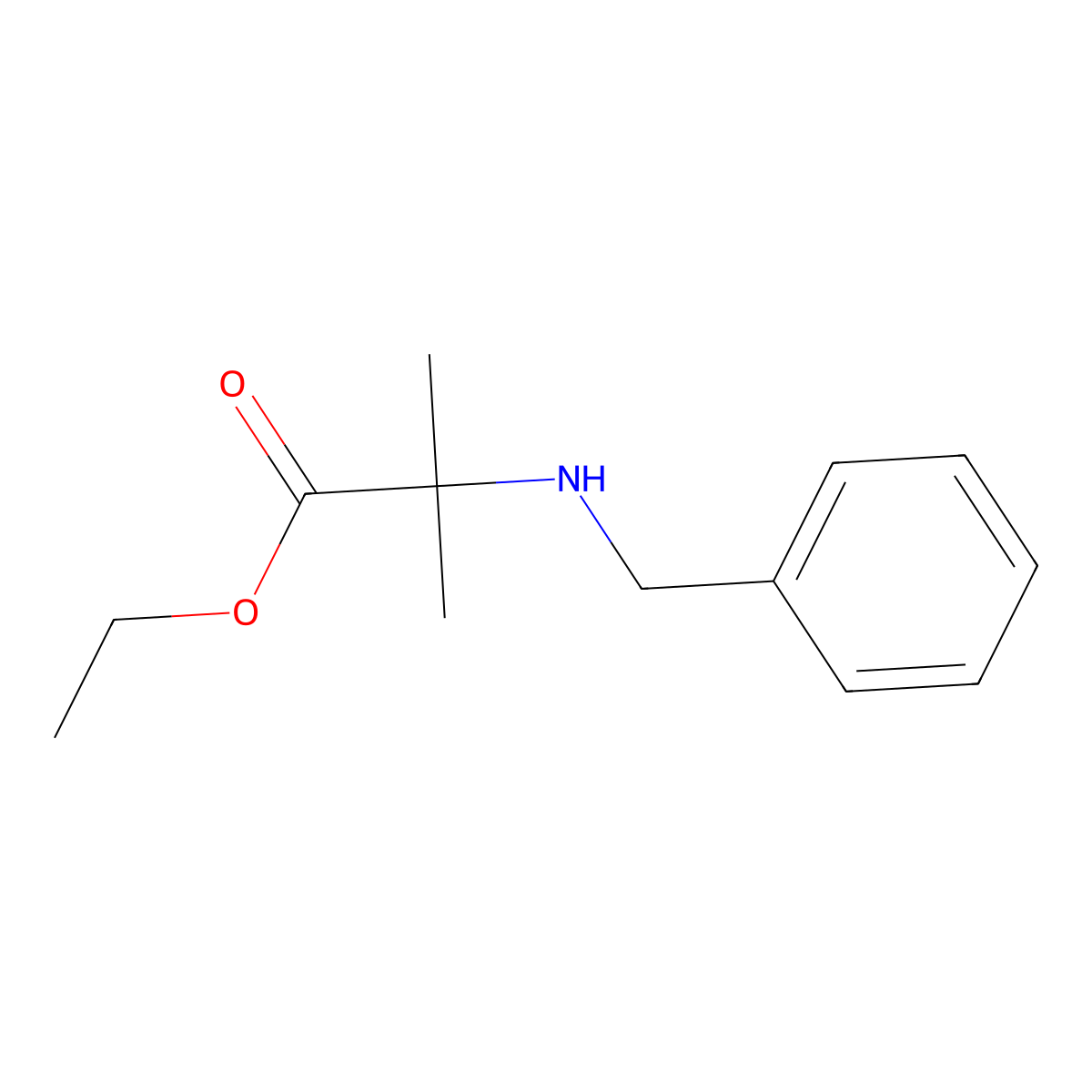 Ethyl 2-(benzylamino)-2-methylpropanoate molecular structure, CAS 107411-95-0