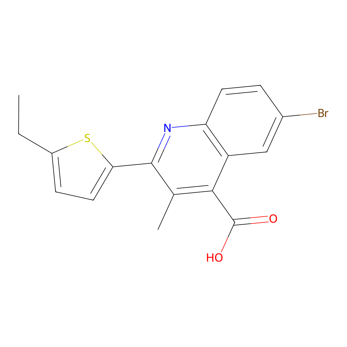 6-Bromo-2-(5-ethylthiophen-2-yl)-3-methylquinoline-4-carboxylic acid molecular structure, CAS 107413-79-6