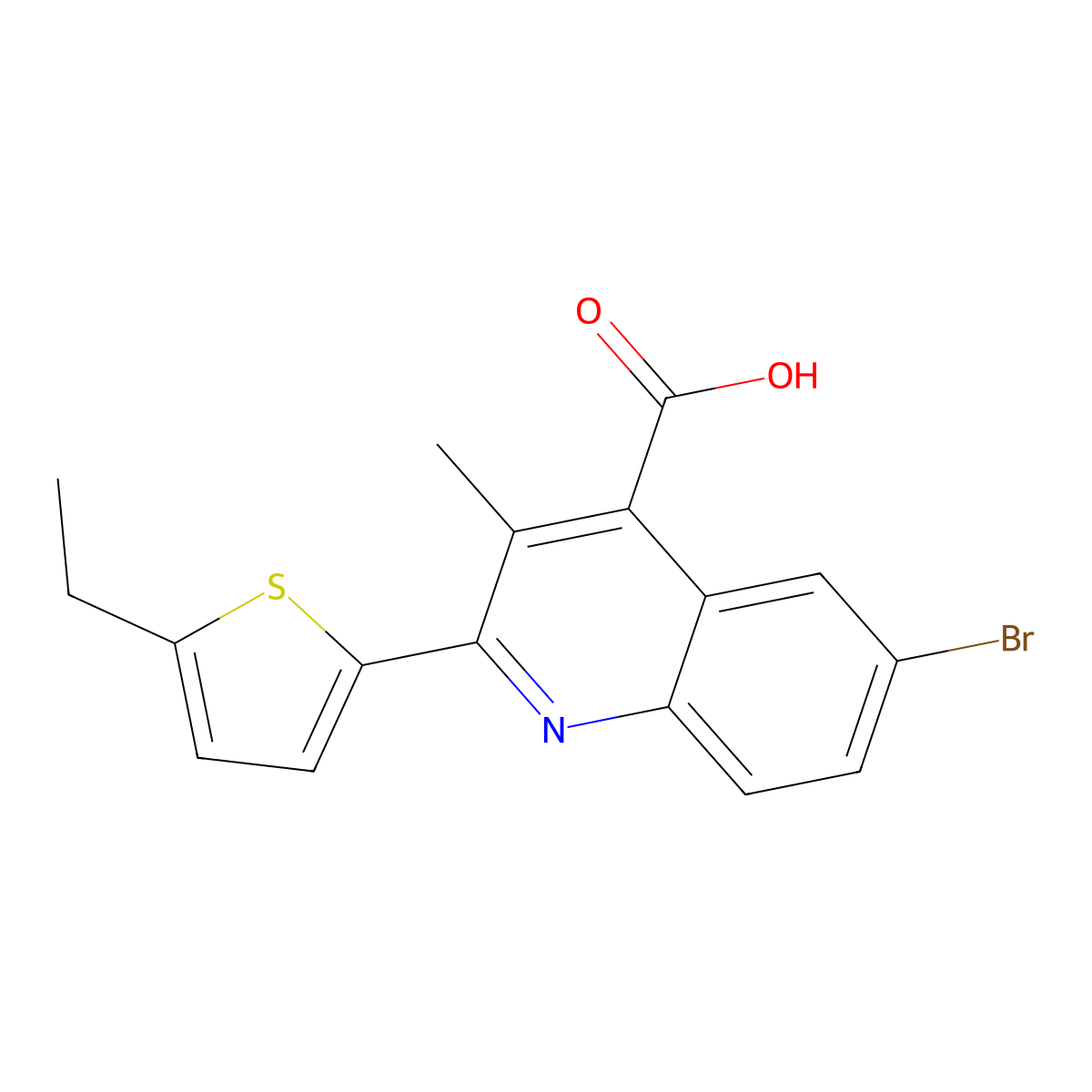 6-Bromo-2-(5-ethylthiophen-2-yl)-3-methylquinoline-4-carboxylic acid molecular structure, CAS 107413-79-6