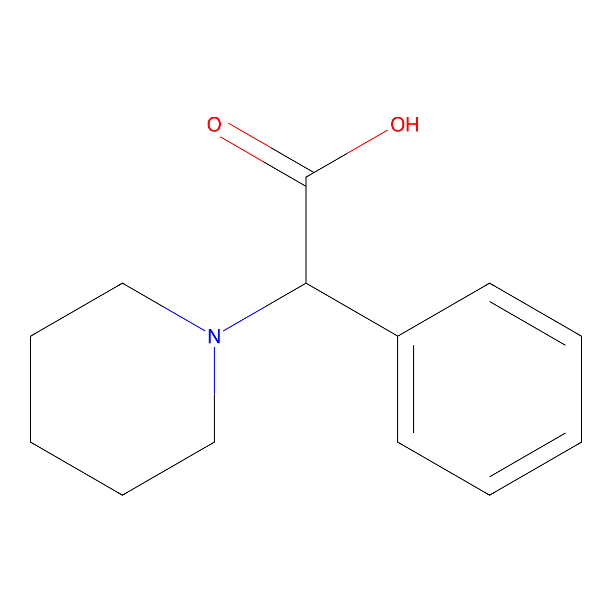 2-Phenyl-2-(piperidin-1-yl)acetic acid molecular structure, CAS 107416-49-9