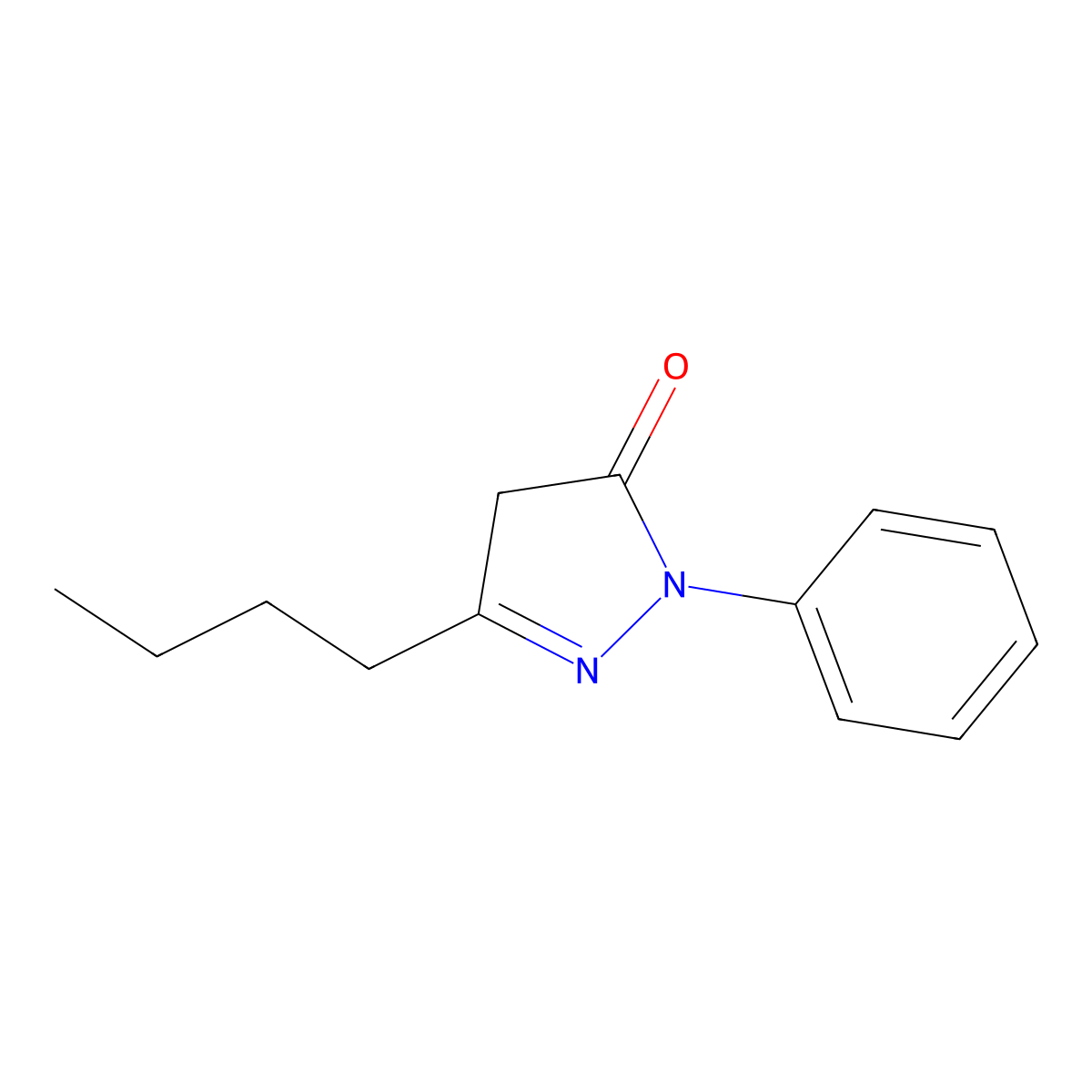 3-Butyl-1-phenyl-4,5-dihydro-1H-pyrazol-5-one molecular structure, CAS 107417-09-4