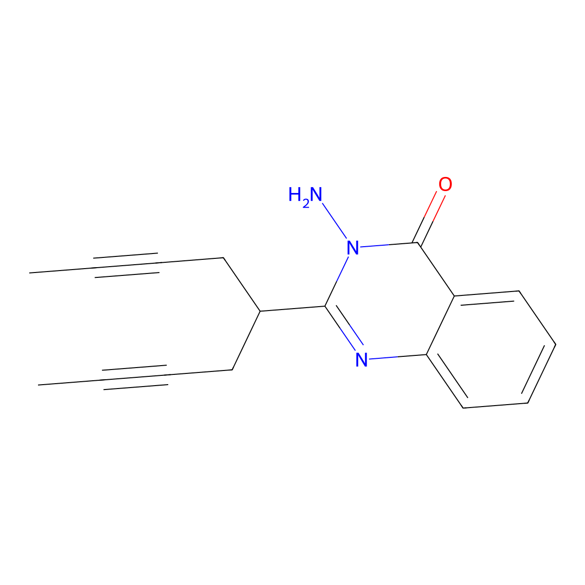 3-Amino-2-[1-(2-butyn-1-yl)-4-methyl-3-butyn-1-yl]-4(3H)-quinazolinone molecular structure, CAS 107428-08-0