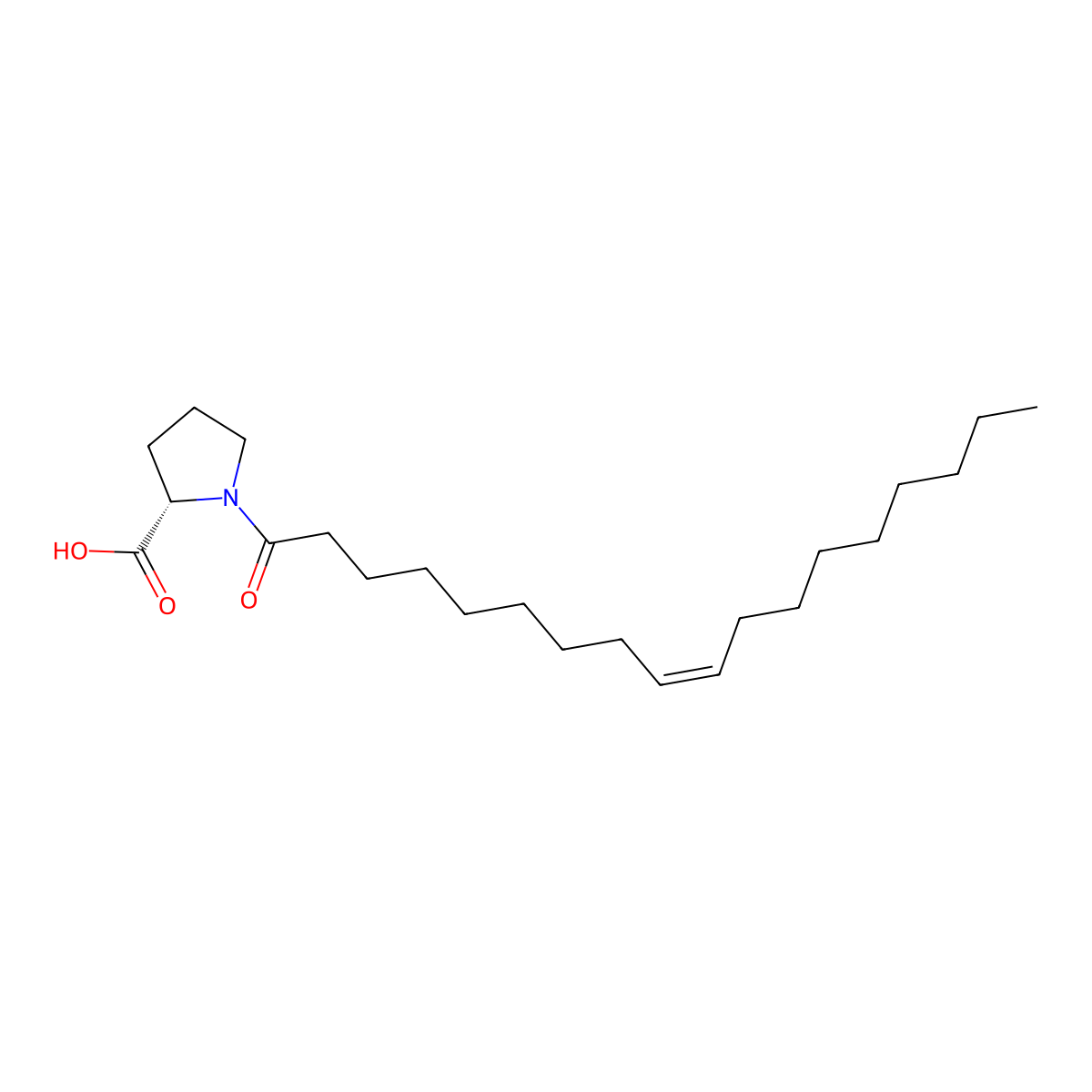 Oleoyl proline molecular structure, CAS 107432-37-1